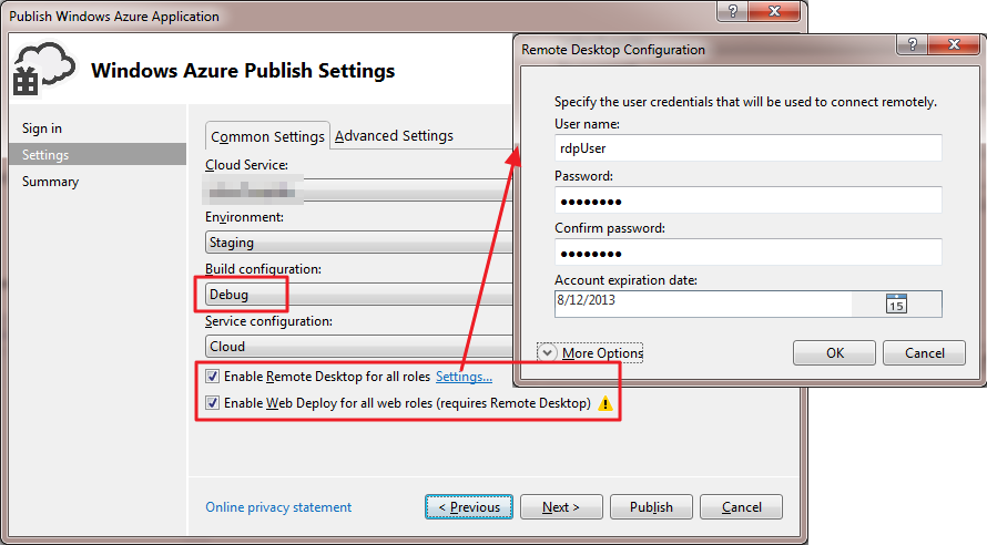 Webrole Publish Settings Webrole Publish Settings