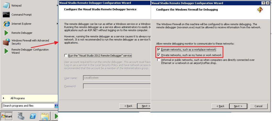 Setup and configuring remote debugger